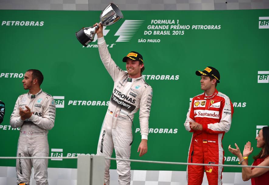 Rosberg vince il quinto GP della stagione davanti a Hamilton e Vettel. Getty